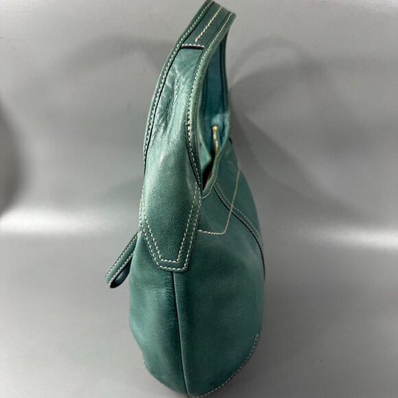 Vintage Coach # 10739 Small Ergo Hobo Teal Leather Handbag Blue Green - Picture 5 of 14